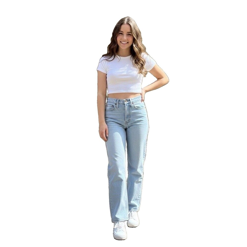 Madewell The Perfect Vintage Wide-Leg Crop Jean Light Wash Raw Hem Size 23